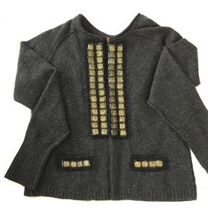 Tory Burch Dark Gray Light Wool Cardigan Jacket
